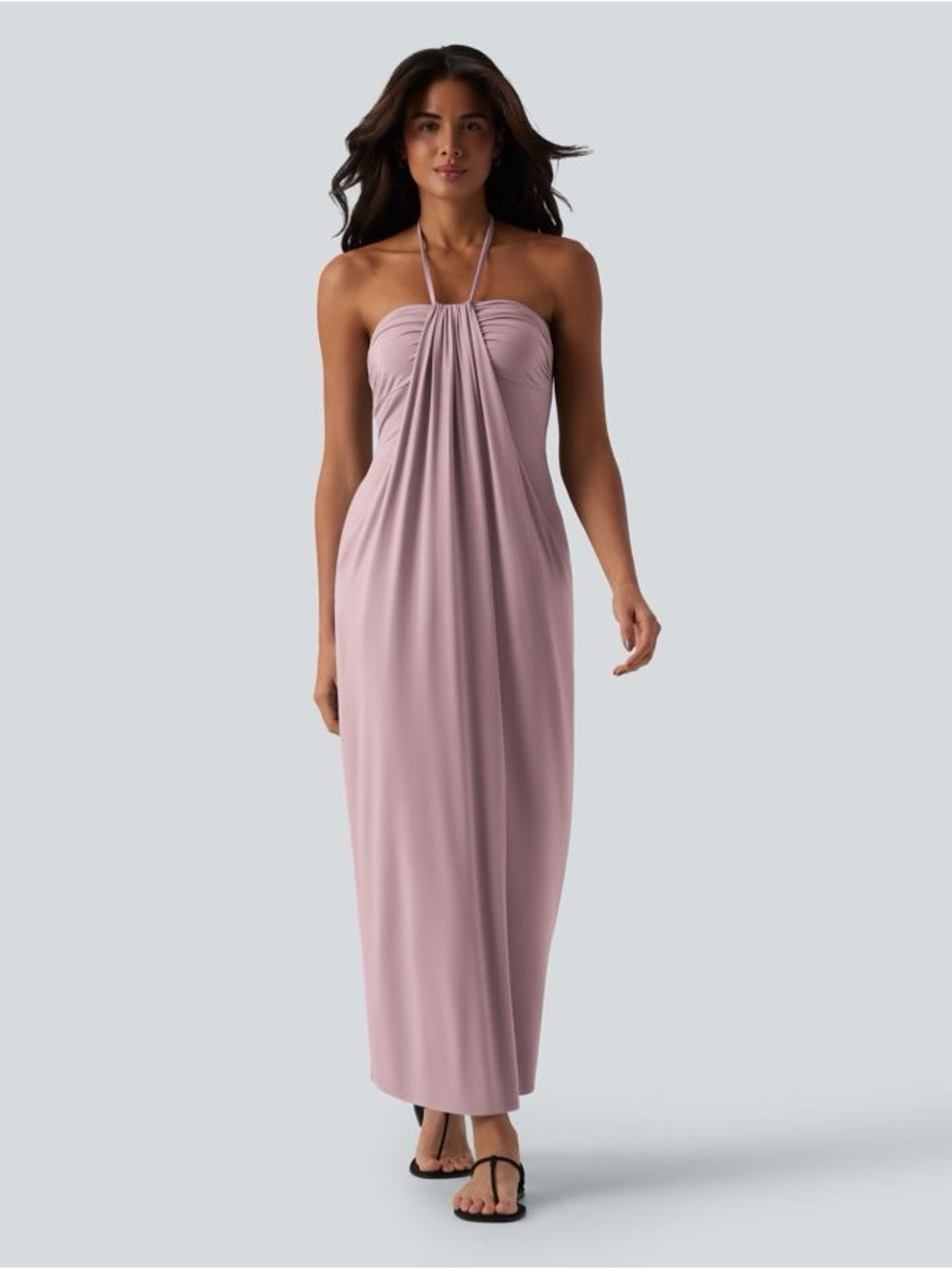 HALARA Dusty Rose Halter Maxi Dress